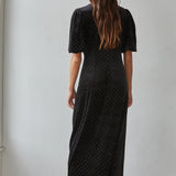 By Together | Margaux Velvet Rhinestone Woven Dress - Black