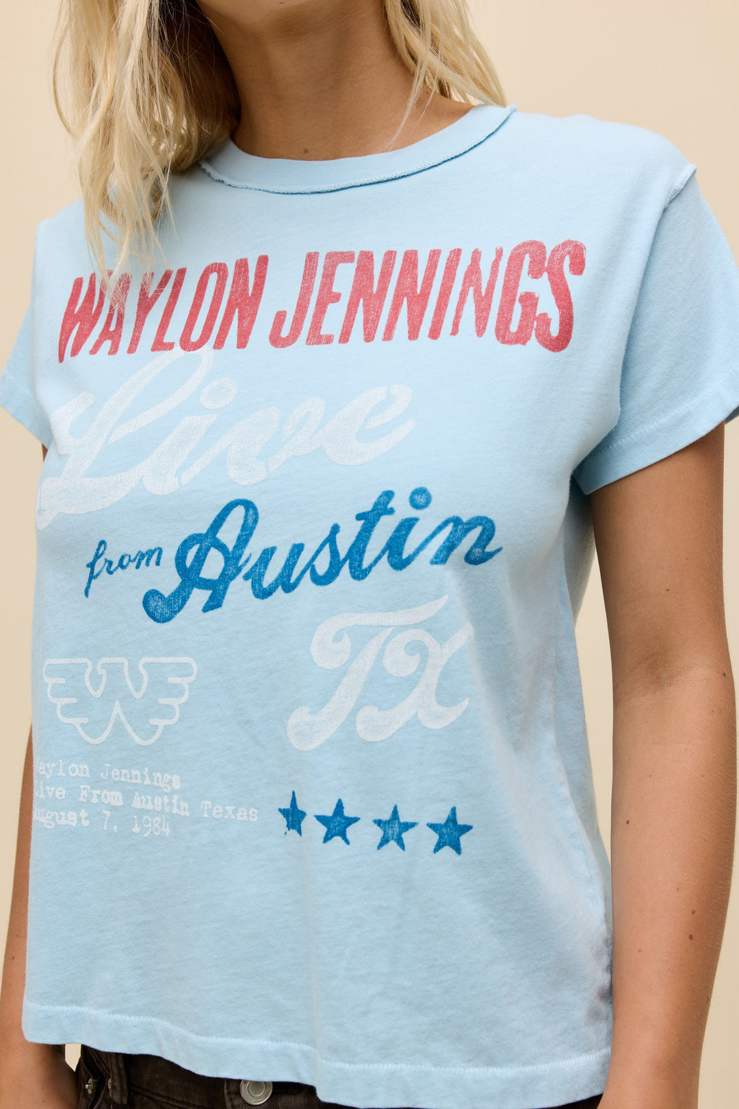 Daydreamer | Waylon Jennings Live From Austin Reverse GF Tee - Blue