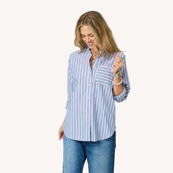 Kerri Rosenthal | Mia Ruffle Stripe Shirt - Multi