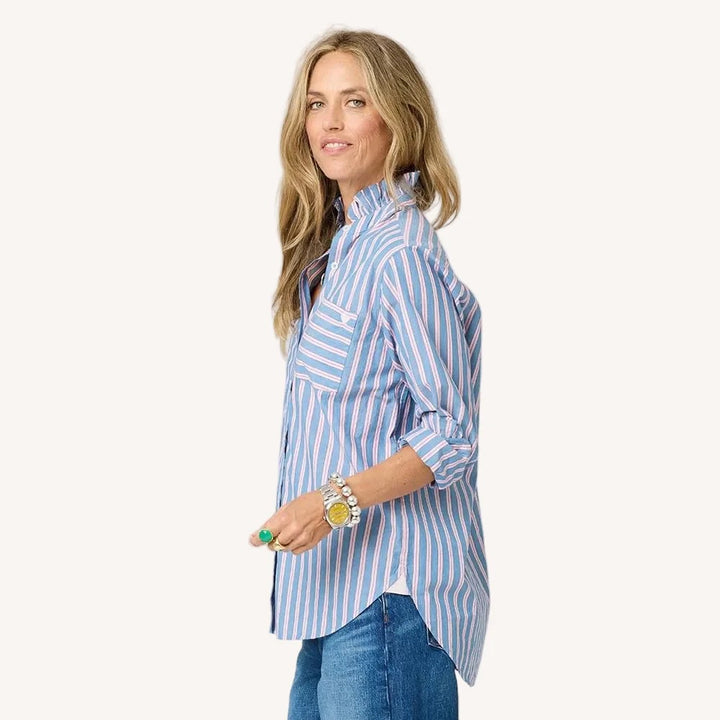 Kerri Rosenthal | Mia Ruffle Stripe Shirt - Multi