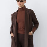 Ripley Rader | Ponte Knit Oversized Blazer - Chocolate