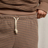 Perfect White Tee | Bennie French Terry Short - Mocha/Charcoal Stripe