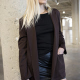 Ripley Rader | Ponte Knit Oversized Blazer - Chocolate