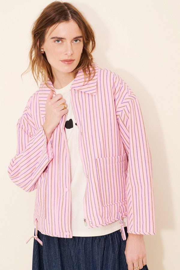 FRNCH | Thalassa Stripe Coat - Rose