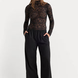 Good American | The Lace Turtleneck Bodysuit - Black