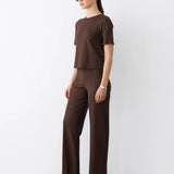 Ripley Rader | Ponte Knit Extended Short Sleeve Top - Chocolate
