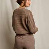 Perfect White Tee | Bennie French Terry Short - Mocha/Charcoal Stripe