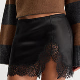 Good American | The Lace Trim Skirt - Black