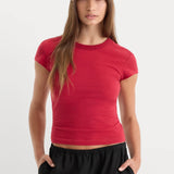 Good American | The Cap Sleeve Tee- Carmine