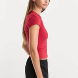 Good American | The Cap Sleeve Tee- Carmine