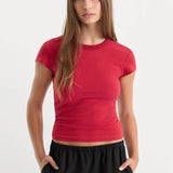 Good American | The Cap Sleeve Tee- Carmine