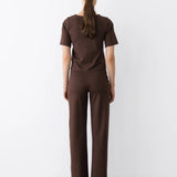 Ripley Rader | Ponte Knit Extended Short Sleeve Top - Chocolate