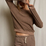 Perfect White Tee | Bennie French Terry Short - Mocha/Charcoal Stripe
