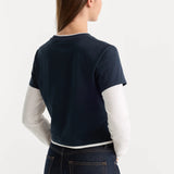 Good American | The Combo Layered Tee - Navy with Chalk
