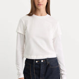 Good American | The Combo Layered Tee - Chalk with Chalk