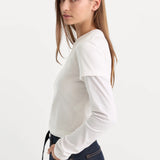 Good American | The Combo Layered Tee - Chalk with Chalk