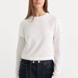 Good American | The Combo Layered Tee - Chalk with Chalk