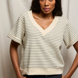 Perfect White Tee | Briggs French Terry Sweatshirt - Natural Charcoal Stripe