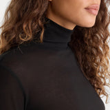 Good American | The Sheer Rib Turtleneck - Black