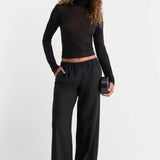 Good American | The Sheer Rib Turtleneck - Black