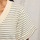 Perfect White Tee | Briggs French Terry Sweatshirt - Natural Charcoal Stripe