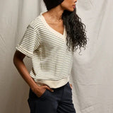 Perfect White Tee | Briggs French Terry Sweatshirt - Natural Charcoal Stripe