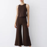 Ripley Rader | Ponte Knit Cropped Wide Leg Pant - Chocolate