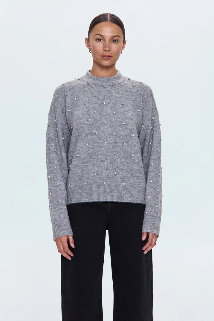 Pistola | Aura Relaxed Crew Neck Sweater- Charcoal Diamonte