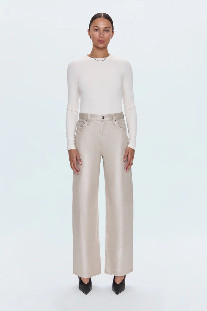 Pistola | Tate Hight Rise Bowed Wide Leg Jean - Champagne Luster