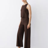 Ripley Rader | Ponte Knit Cropped Wide Leg Pant - Chocolate