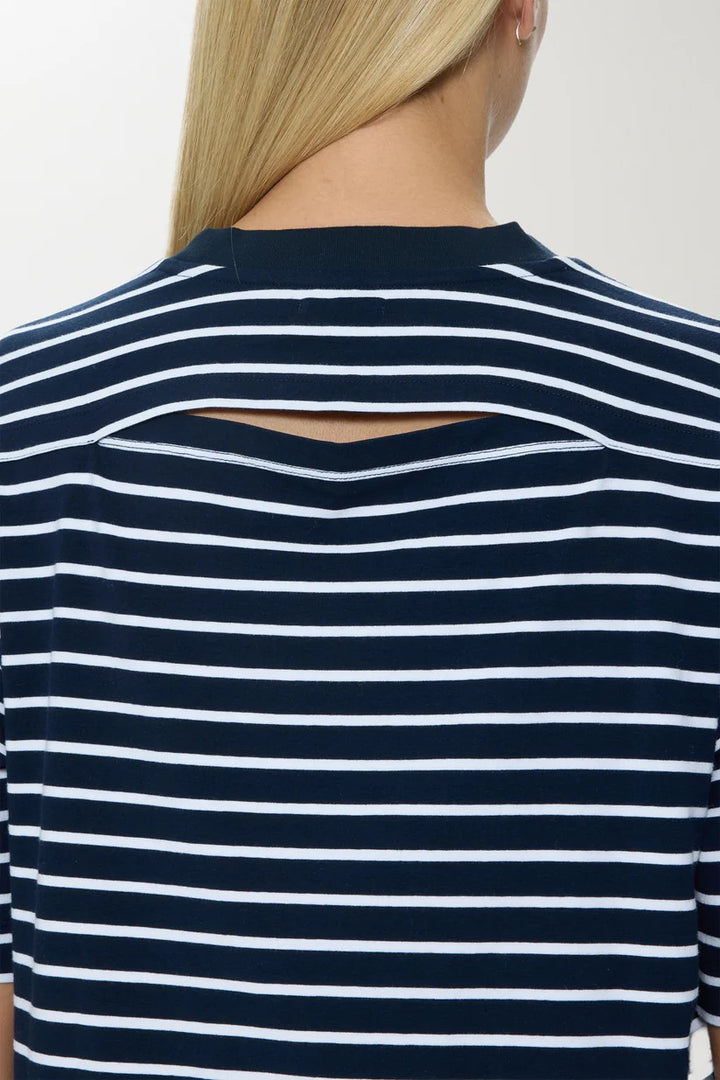 Pistola | Mae Cropped Tee - Navy White Stripe