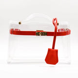 Gameday Luxe | The Mini Andrea Clear Top Handle Bag - Red