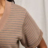 Perfect White Tee | Briggs French Terry Sweatshirt - Mocha/Charcoal Stripe