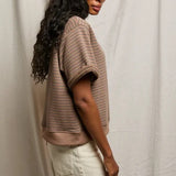 Perfect White Tee | Briggs French Terry Sweatshirt - Mocha/Charcoal Stripe