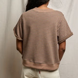 Perfect White Tee | Briggs French Terry Sweatshirt - Mocha/Charcoal Stripe