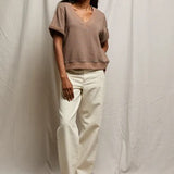 Perfect White Tee | Briggs French Terry Sweatshirt - Mocha/Charcoal Stripe