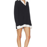 Show Me Your MUMU | Lyle Collared Sweater Dress - White/Black Knit