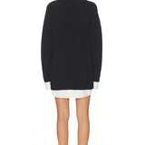 Show Me Your MUMU | Lyle Collared Sweater Dress - White/Black Knit