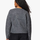 Habitual | Rhinestone Argyle Cardigan - Heather Grey
