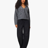 Habitual | Rhinestone Argyle Cardigan - Heather Grey