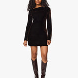 Habitual | Off Shoulder Velvet Mini Dress - Brown