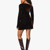 Habitual | Off Shoulder Velvet Mini Dress - Brown