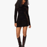Habitual | Off Shoulder Velvet Mini Dress - Brown