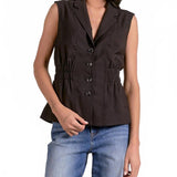Elan | Cinched Waist Vest - Black Wash