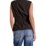 Elan | Cinched Waist Vest - Black Wash