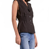 Elan | Cinched Waist Vest - Black Wash