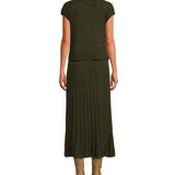 Elan | Ribbed Cap Sleeve A-Line Dress - Olive