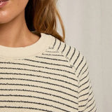 Perfect White Tee | Alexi French Terry Raglan - Natural/Charcoal Stripe