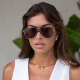 Freyrs | Logan Acetate Unisex Aviator Sunglasses - Dark Brown