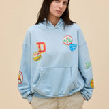 Daydreamer | Camp Patches Oversized Hoodie - Powder Blue